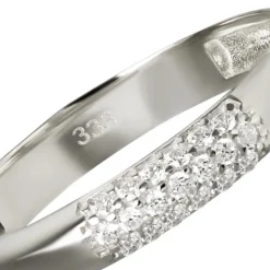 Balia Damen Ring aus 333 Weißgold 3-reihig mit Zirkonia Gr.60 BGR064W60