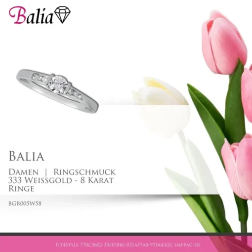 Balia Damen Ring aus 333 Weißgold mit Zirkonia Gr.58 BGR005W58