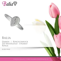 Balia Damen Ring aus 333 Weißgold mit Zirkonia Gr.60 BGR013W60