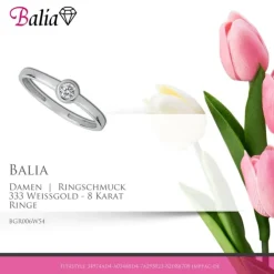 Balia Damen Ring aus 333 Weißgold mit Zirkonia Gr.54 BGR006W54