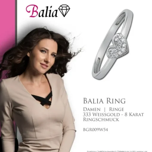 Balia Damen Ring aus 333 Weißgold mit Zirkonia Gr.54 BGR009W54
