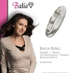Balia Damen Ring aus 333 Weißgold 3-reihig mit Zirkonia Gr.60 BGR064W60