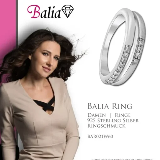 Balia Damen Ring Double aus 925 Silber mit Zirkonia Gr.60 BAR021W60