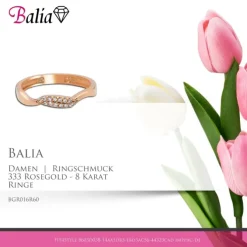 Balia Damen Ring Welle aus 333 Rosegold mit Zirkonia Gr.60 BGR016R60
