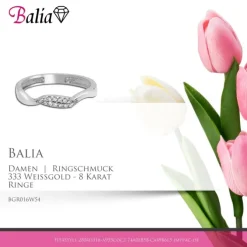 Balia Damen Ring Welle aus 333 Weißgold mit Zirkonia Gr.54 BGR016W54