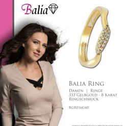 Balia Damen Ring Welle aus 333 Gelbgold mit Zirkonia Gr.60 BGR016G60