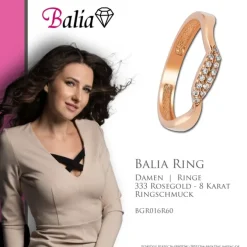 Balia Damen Ring Welle aus 333 Rosegold mit Zirkonia Gr.60 BGR016R60