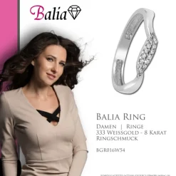Balia Damen Ring Welle aus 333 Weißgold mit Zirkonia Gr.54 BGR016W54