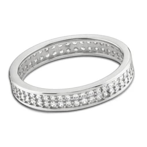 Balia Damen Ring Zirkonia zweireihig Weißgold Gr.54 BGR021W54