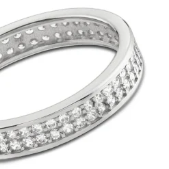 Balia Damen Ring Zirkonia zweireihig Weißgold Gr.54 BGR021W54