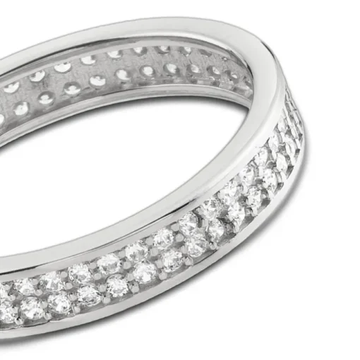 Balia Damen Ring Zirkonia zweireihig Weißgold Gr.54 BGR021W54