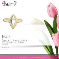 Balia Damen Ring Zirkonia Oval aus 333 Gelbgold Gr.54 BGR029G54
