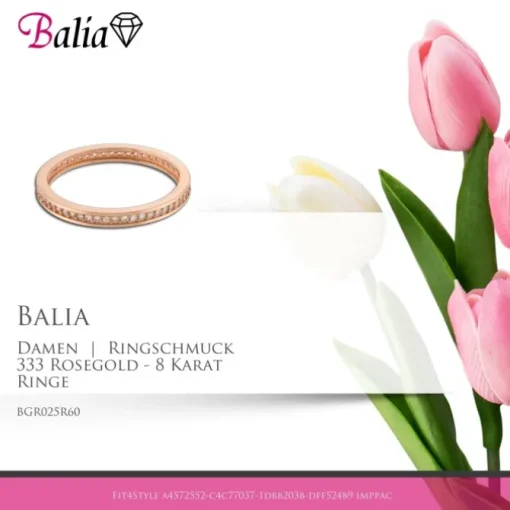 Balia Damen Ring Zirkonia einreihig Rosegold Gr.60 BGR025R60