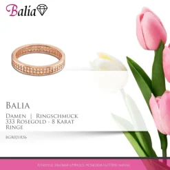Balia Damen Ring Zirkonia zweireihig Rosegold Gr.56 BGR021R56