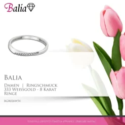 Balia Damen Ring Zirkonia aus 333 Weißgold Gr.54 BGR026W54