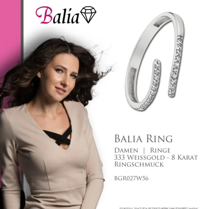 Balia Damen Ring Zirkonia Line aus 333 Weißgold Gr.56 BGR027W56