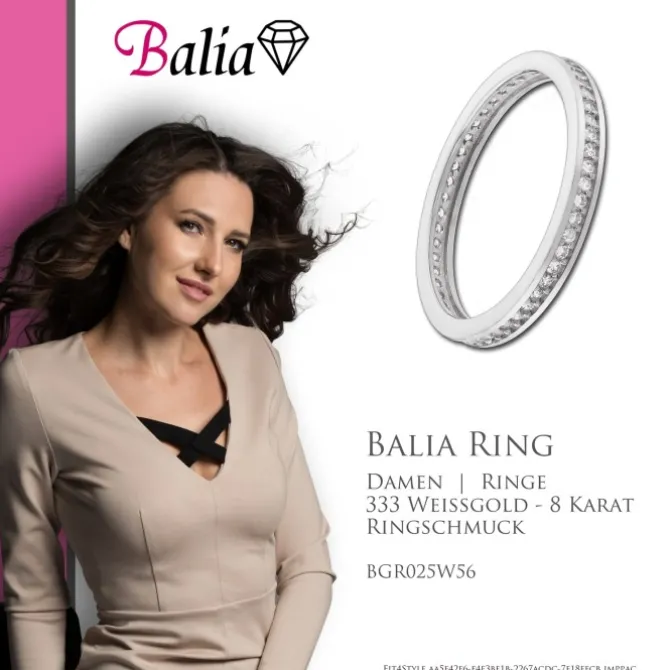 Balia Damen Ring Zirkonia einreihig Weißgold Gr.56 BGR025W56