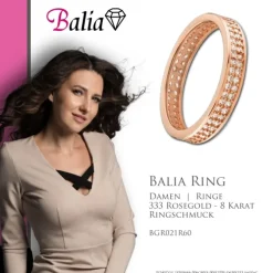 Balia Damen Ring Zirkonia zweireihig Rosegold Gr.60 BGR021R60