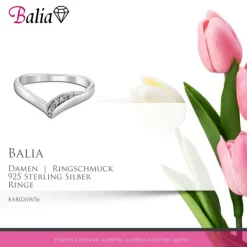 Balia Damen Wave Ring aus 925 Silber Zirkonia weiß Gr.56 BAR026W56