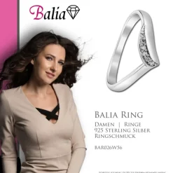 Balia Damen Wave Ring aus 925 Silber Zirkonia weiß Gr.56 BAR026W56