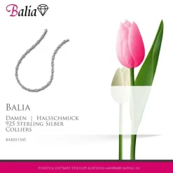 Balia Halskette für Damen matt glanz Zirkonia 925Silber 45cm BAK011S45