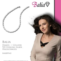 Balia Halskette für Damen matt glanz Zirkonia 925Silber 45cm BAK009S45