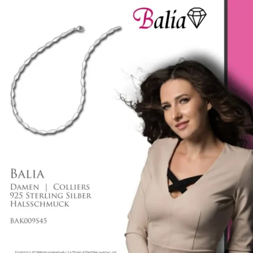 Balia Halskette für Damen matt glanz Zirkonia 925Silber 45cm BAK009S45