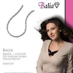 Balia Halskette für Damen matt glanz Zirkonia 925Silber 45cm BAK011S45