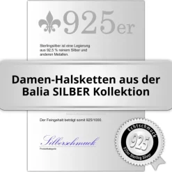 Balia Halskette für Damen matt glanz Zirkonia 925Silber 45cm BAK011S45
