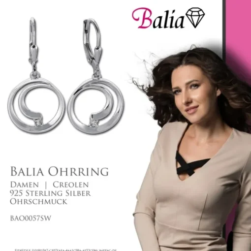 Balia Ohrhänger für Damen glanz Zirkonia 925er Silber BAO0057SW