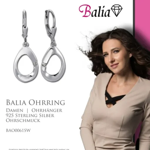 Balia Ohrhänger für Damen glanz Zirkonia 925er Silber BAO0061SW