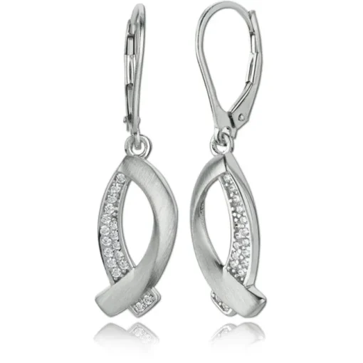 Balia Ohrhänger für Damen matt Zirkonia 925er Silber BAO0027SW