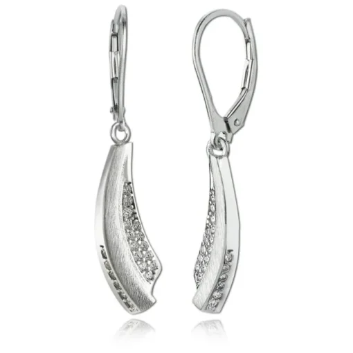 Balia Ohrhänger für Damen matt glanz Zirkonia 925er Silber BAO0031SW
