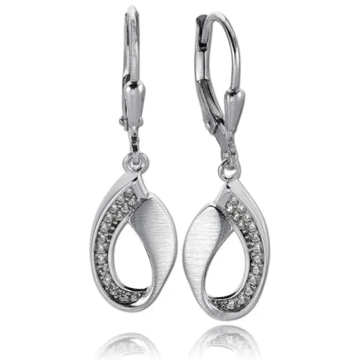 Balia Ohrhänger für Damen matt glanz Zirkonia 925er Silber BAO0051SW