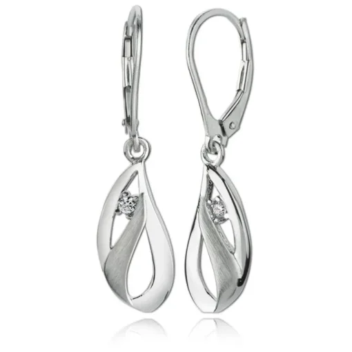 Balia Ohrhänger für Damen matt glanz Zirkonia 925er Silber BAO0032SW
