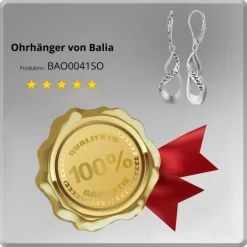 Balia Ohrhänger für Damen matt diamantiert aus 925er Silber BAO0041SO
