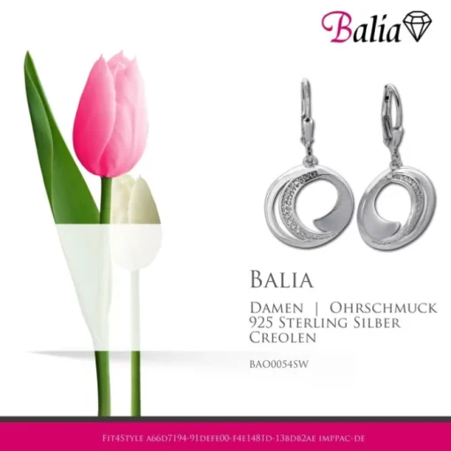 Balia Ohrhänger für Damen matt glanz Zirkonia 925er Silber BAO0054SW