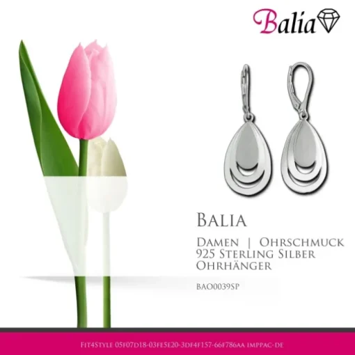 Balia Ohrhänger für Damen matt glanz aus 925 Sterling Silber BAO0039SP