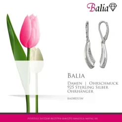 Balia Ohrhänger für Damen matt glanz Zirkonia 925er Silber BAO0031SW