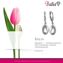 Balia Ohrhänger für Damen matt glanz Zirkonia 925er Silber BAO0051SW