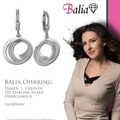 Balia Ohrhänger für Damen matt glanz Zirkonia 925er Silber BAO0054SW