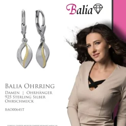 Balia Ohrhänger für Damen matt glanz Zirkonia 925er Silber BAO0064ST