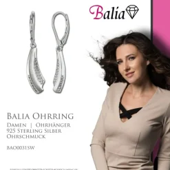 Balia Ohrhänger für Damen matt glanz Zirkonia 925er Silber BAO0031SW
