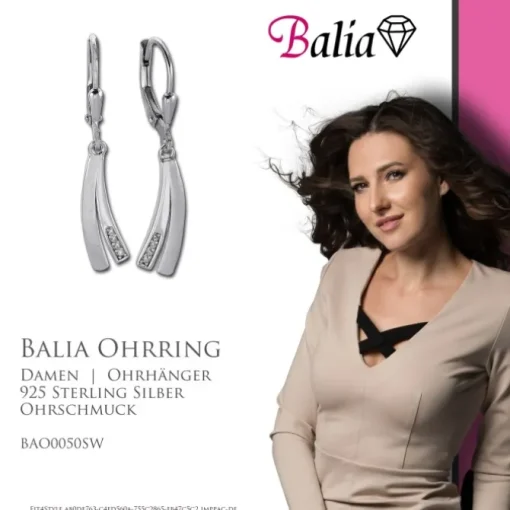 Balia Ohrhänger für Damen matt glanz Zirkonia 925er Silber BAO0050SW