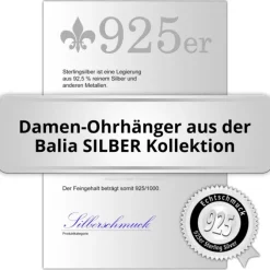 Balia Ohrhänger für Damen matt gehämmert Zirkonia 925er Silber BAO0067SO