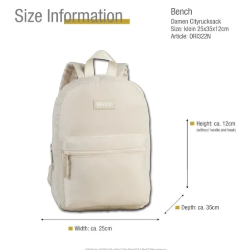 Bench Cityrucksack Nylon beige weiß ORI322N