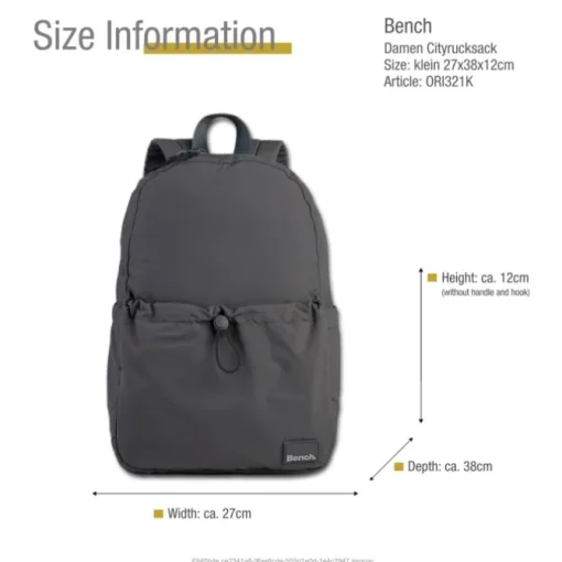 Bench Cityrucksack Nylon washed grau ORI321K