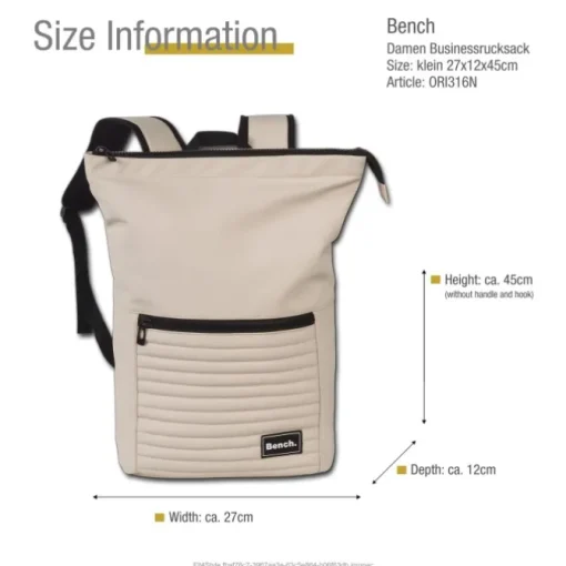 Bench Rucksack PU Kunststoff natur ORI316N