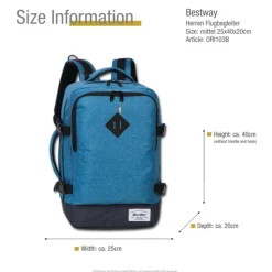 Bestway Flugbegleiter Businessrucksack Polyester Bordgepäck blau unisex ORI103B