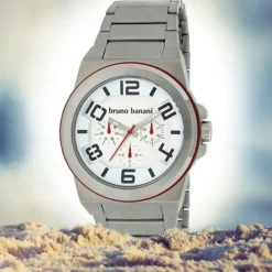 Bruno Banani Herren Uhr silber-rot Zelos Uhren Kollektion UBR21123